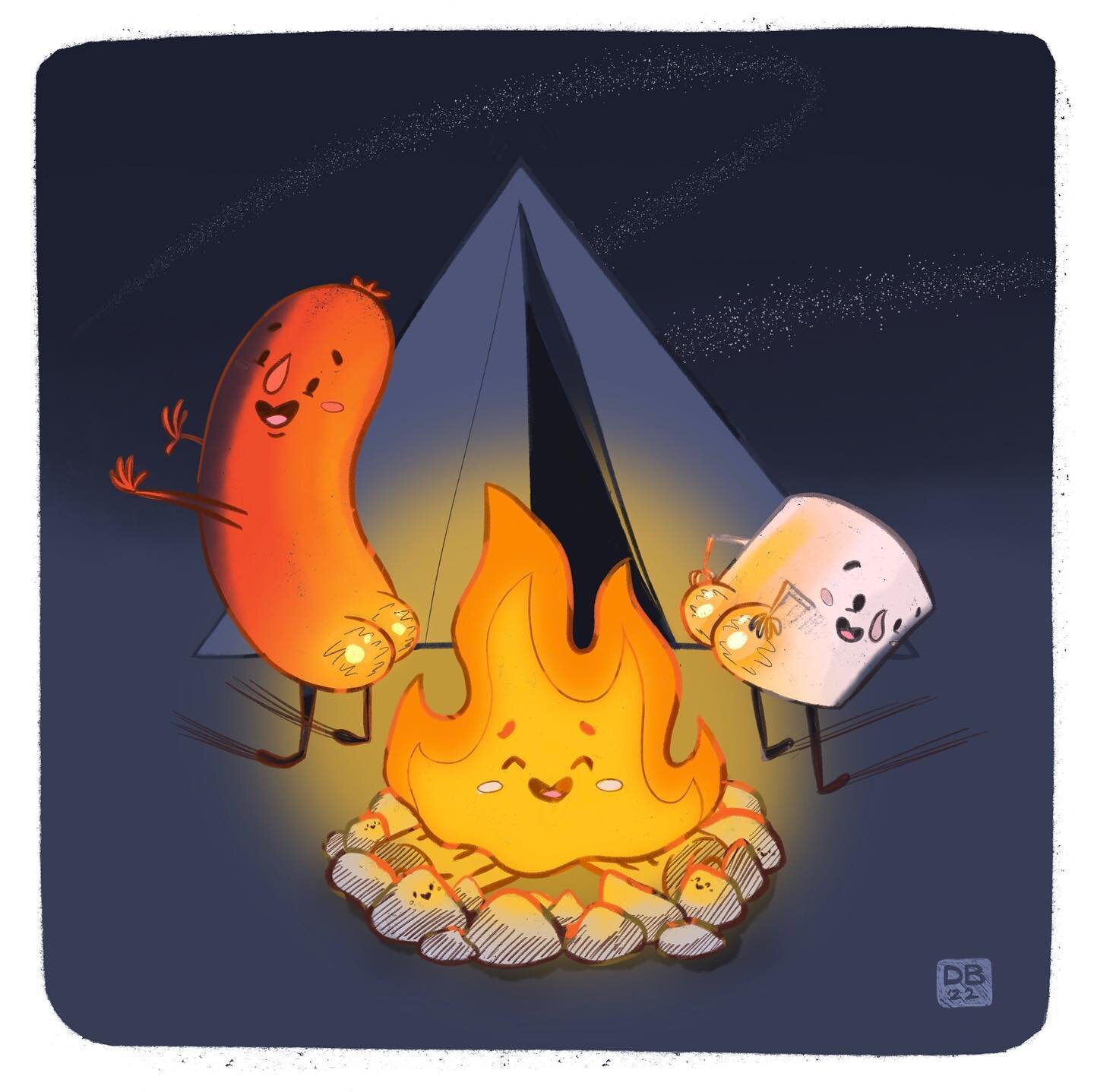 Day 7: By the Campfire 🔥
Might not be super spooky, but these boys toastin&rsquo; their buns popped into my head when I saw the prompt and I couldn&rsquo;t resist.

Maybe I&rsquo;ll make a plushie version of this someday 😊 But for now, enjoy some t
