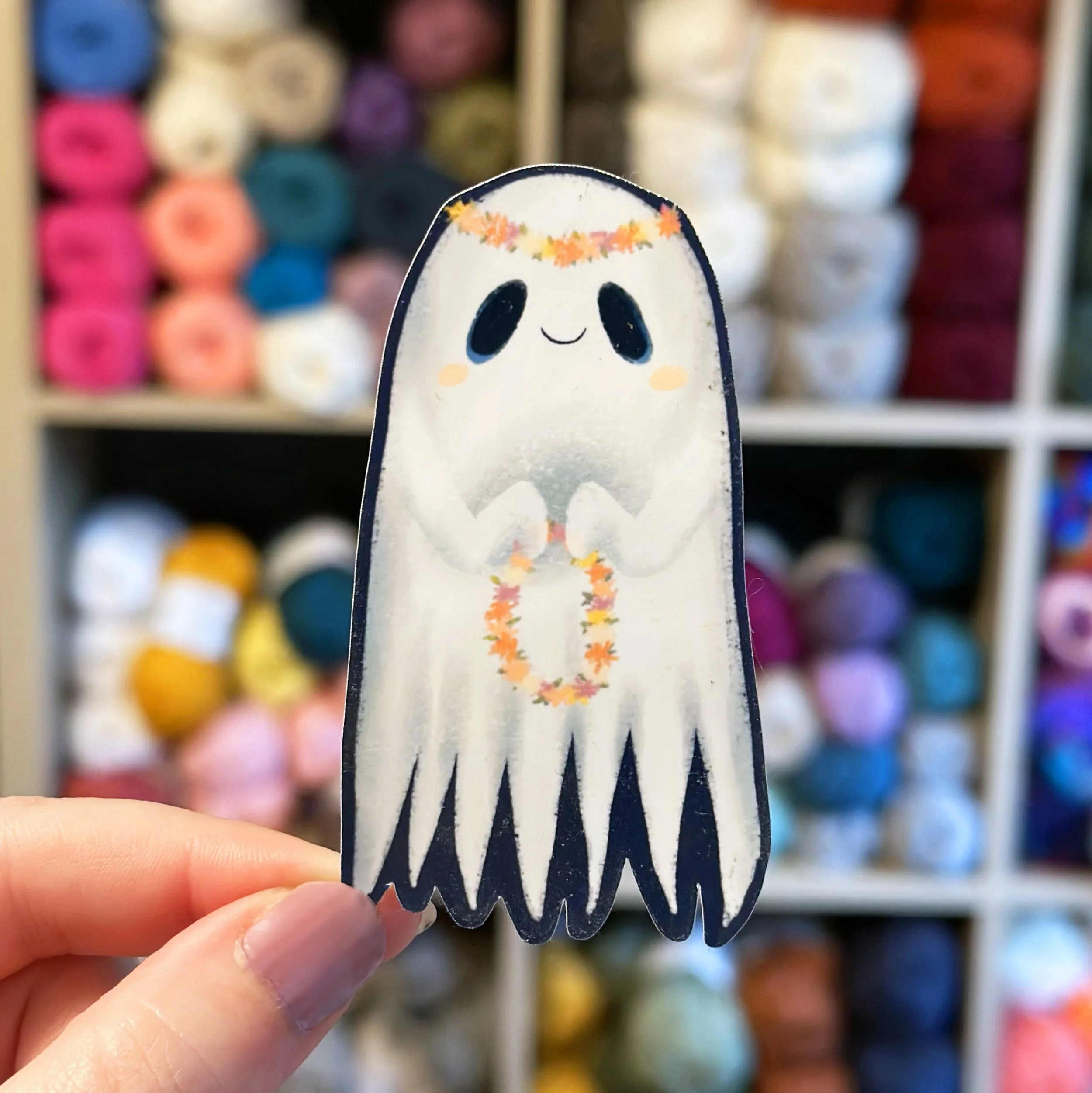 Floral Ghost 3" Sticker