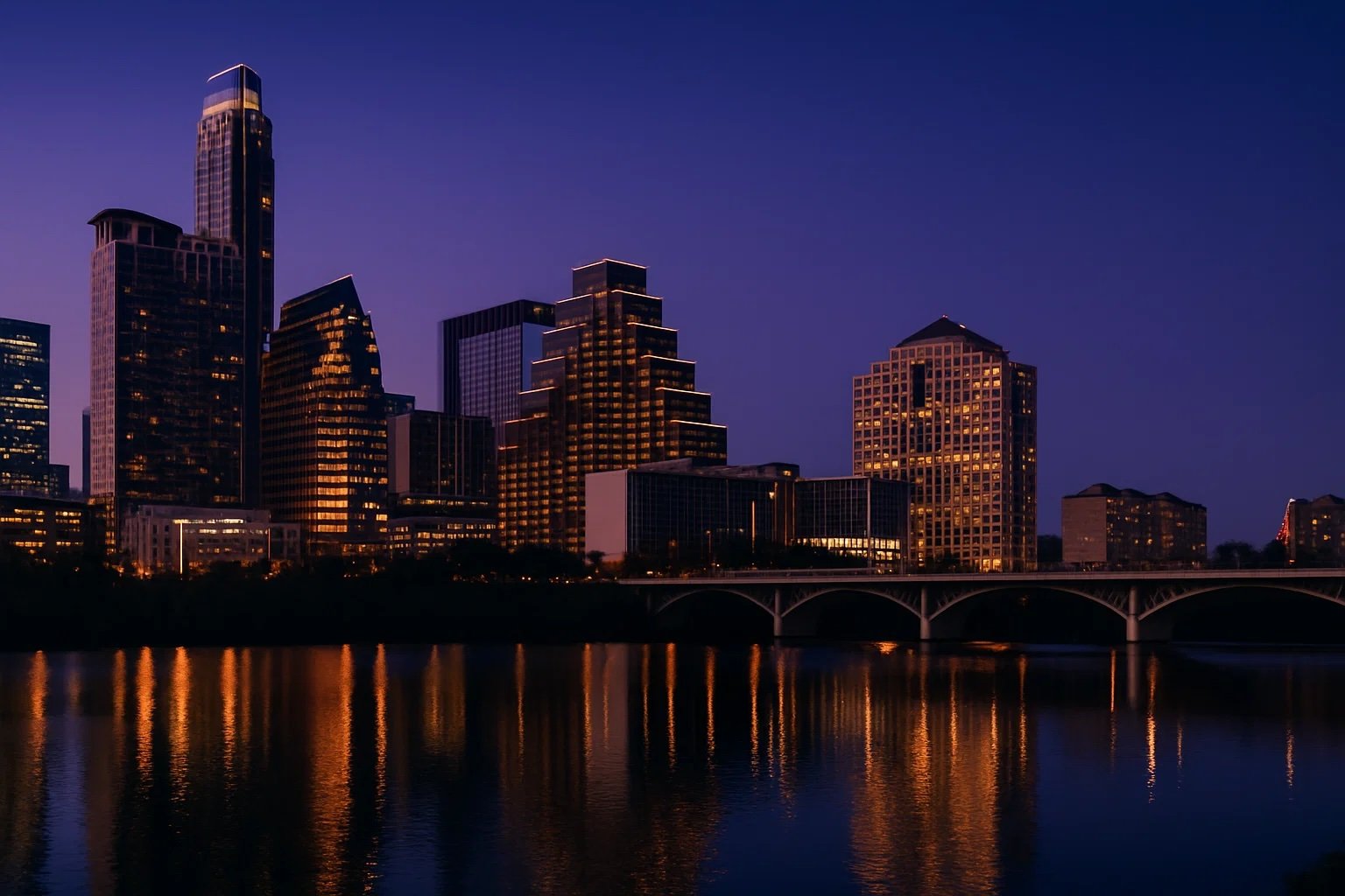 Downtown Austin Twilight Skyline