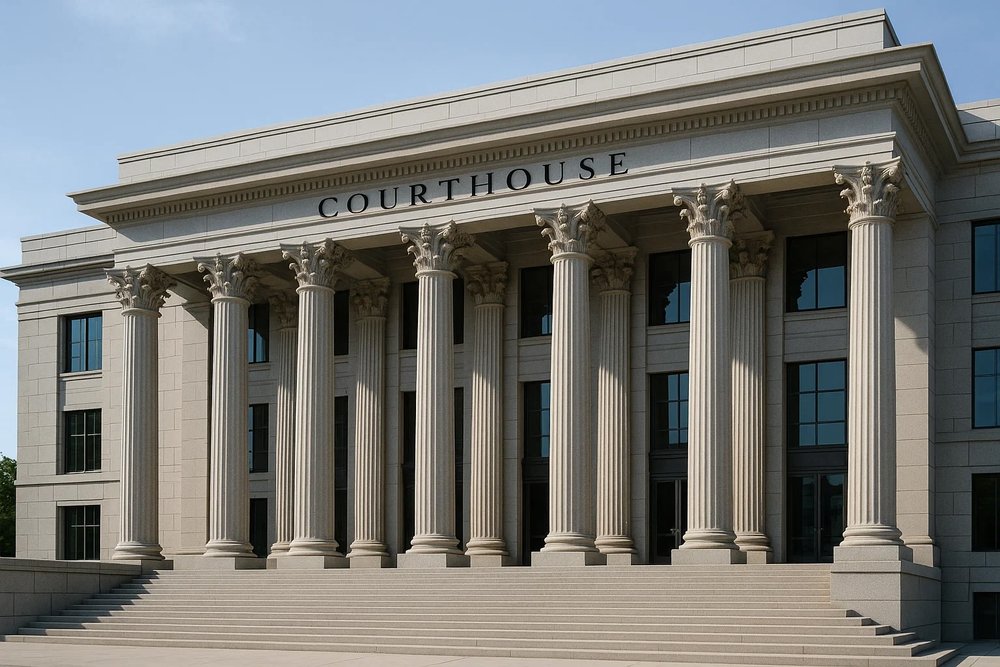 Courthouse building for legal proceedings