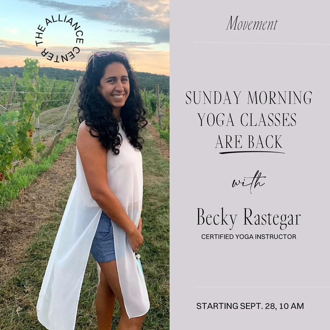 ✨ We’re bringing back Sunday mornings at The Alliance Center!
Our Renew & Flow yoga class returns on Sunday September 28th at 10:00, and we’re so excited to welcome @flowingwithbecky as the new instructor.
Becky has been a steady s