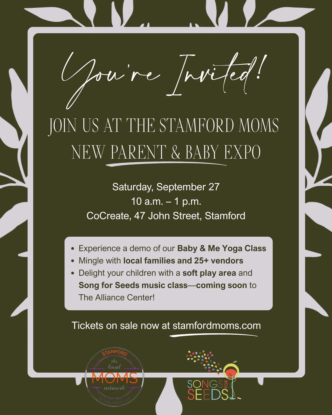 We can’t wait to meet you at the @stamfordmoms New Parent & Baby Expo!
Come try our Baby & Me Yoga demo and say hi — we’re so excited to share this special time with you and your little one. Plus, get ready to sing along wi