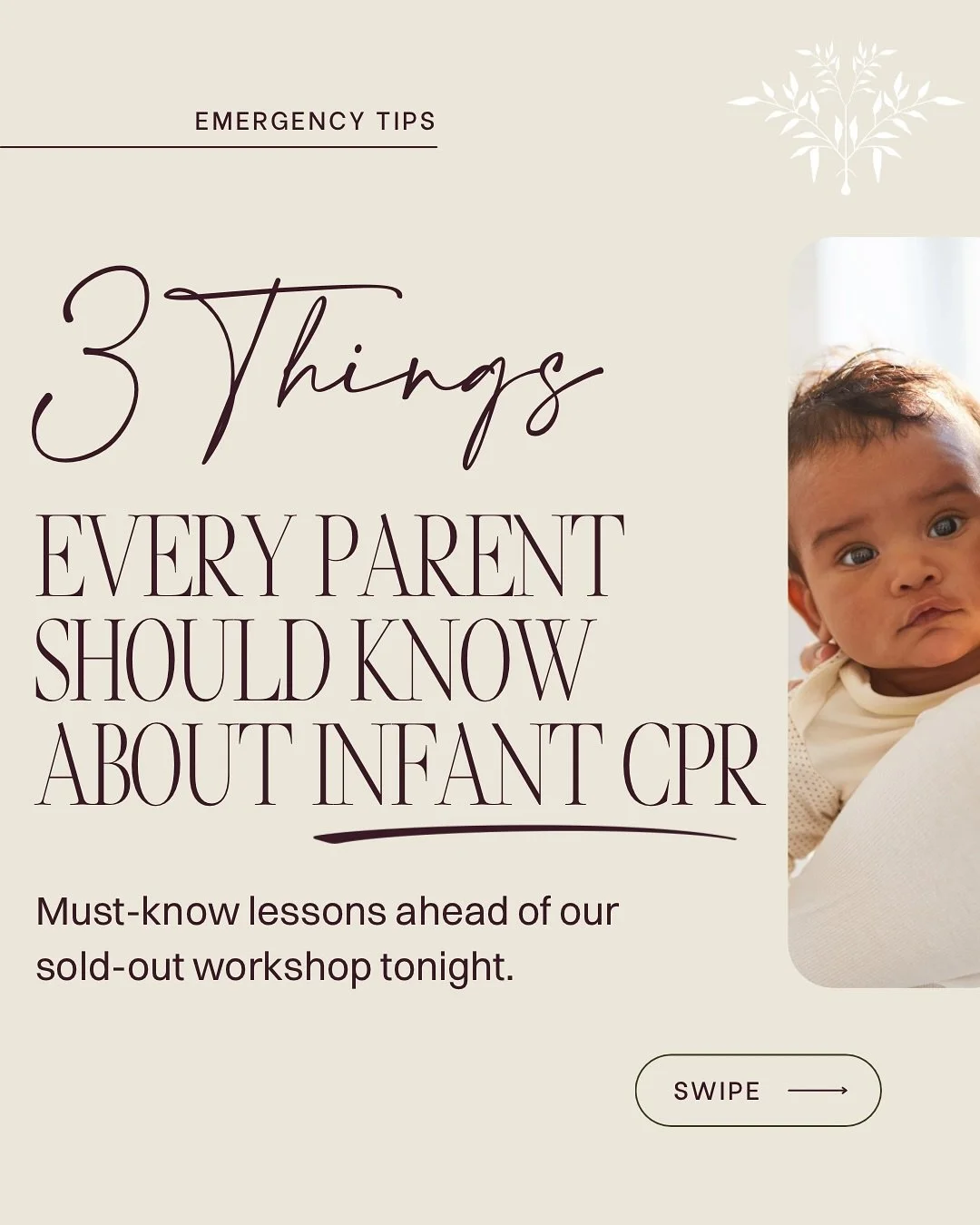 Tonight’s Infant CPR Workshop is sold out, but we’re already building a waitlist and sign-ups for our January 2026 session.
This training is crucial and will make you a more confident parent and caregiver.
💌 Share this important info