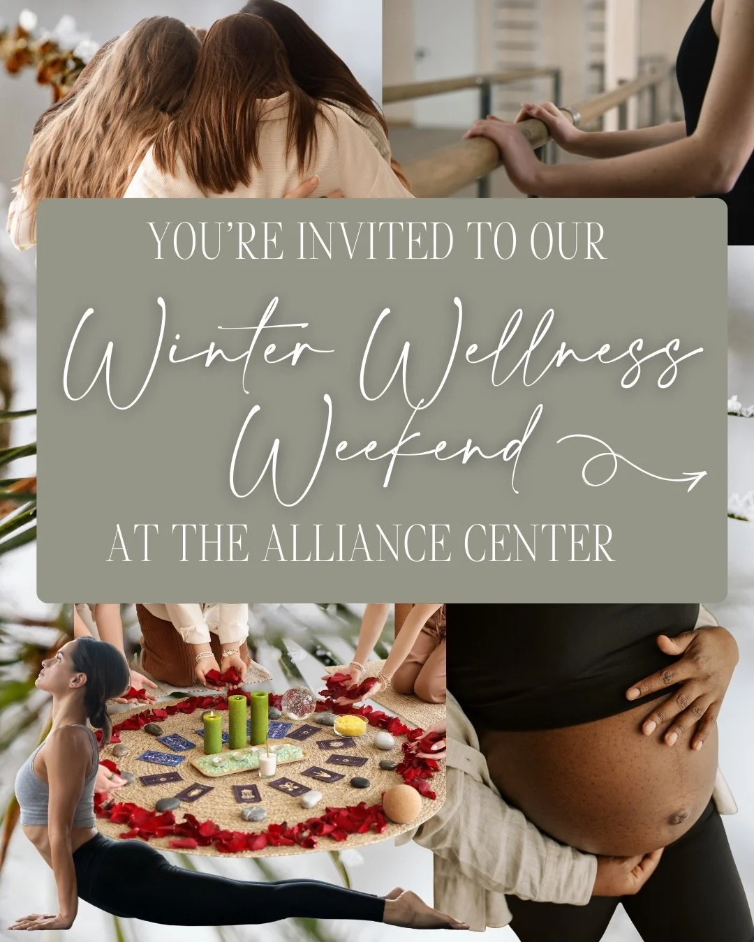 Join us for a Winter Wellness Weekend at The Alliance Center&mdash;a two-day invitation to move, reflect, connect, and give back. ❄️✨

Saturday, Jan 24 | Pure Barre | 10:00 AM | Donation-based
Move for a cause! This energizing, all-levels @purebarres