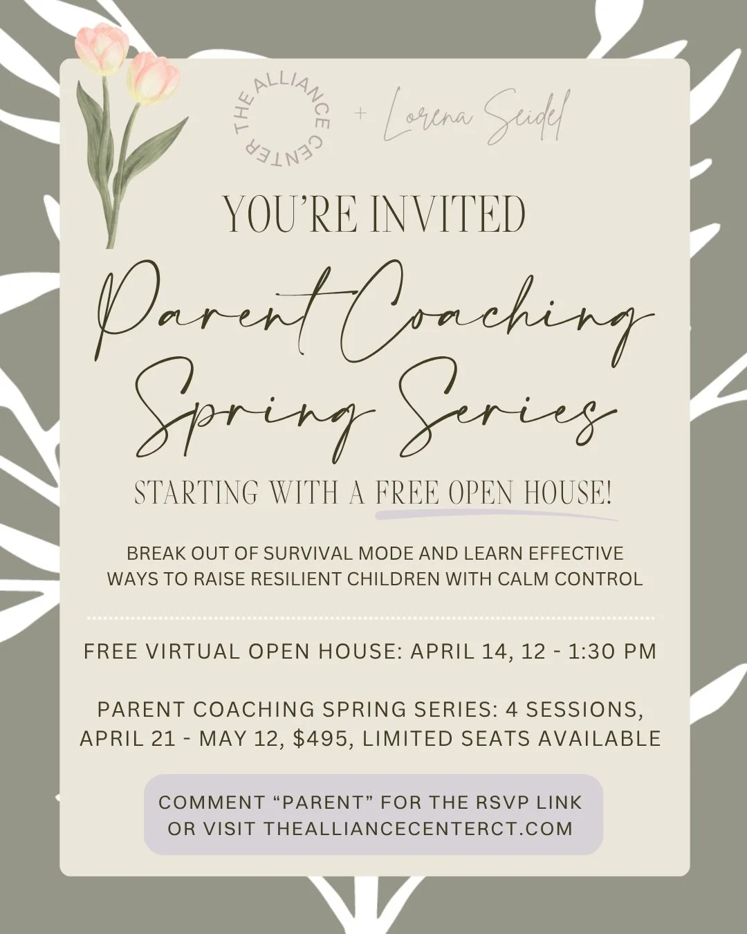 Last month, we asked if you&rsquo;d be interested in a parent coaching series and you practically shouted, &ldquo;YES!&rdquo; So, here it is...

Join The Alliance Center and our parenting coach, @lorena_seidel, a certified Montessori and Positive Dis