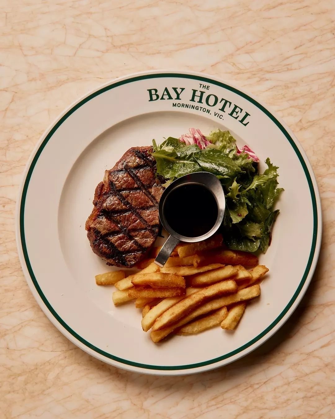 Tomorrow's dinner plans? Swing by for steak night.

Dig into a flame grilled porterhouse served with chips &amp; salad for $29, every Tuesday from 12pm. #thebayhotelmornington
