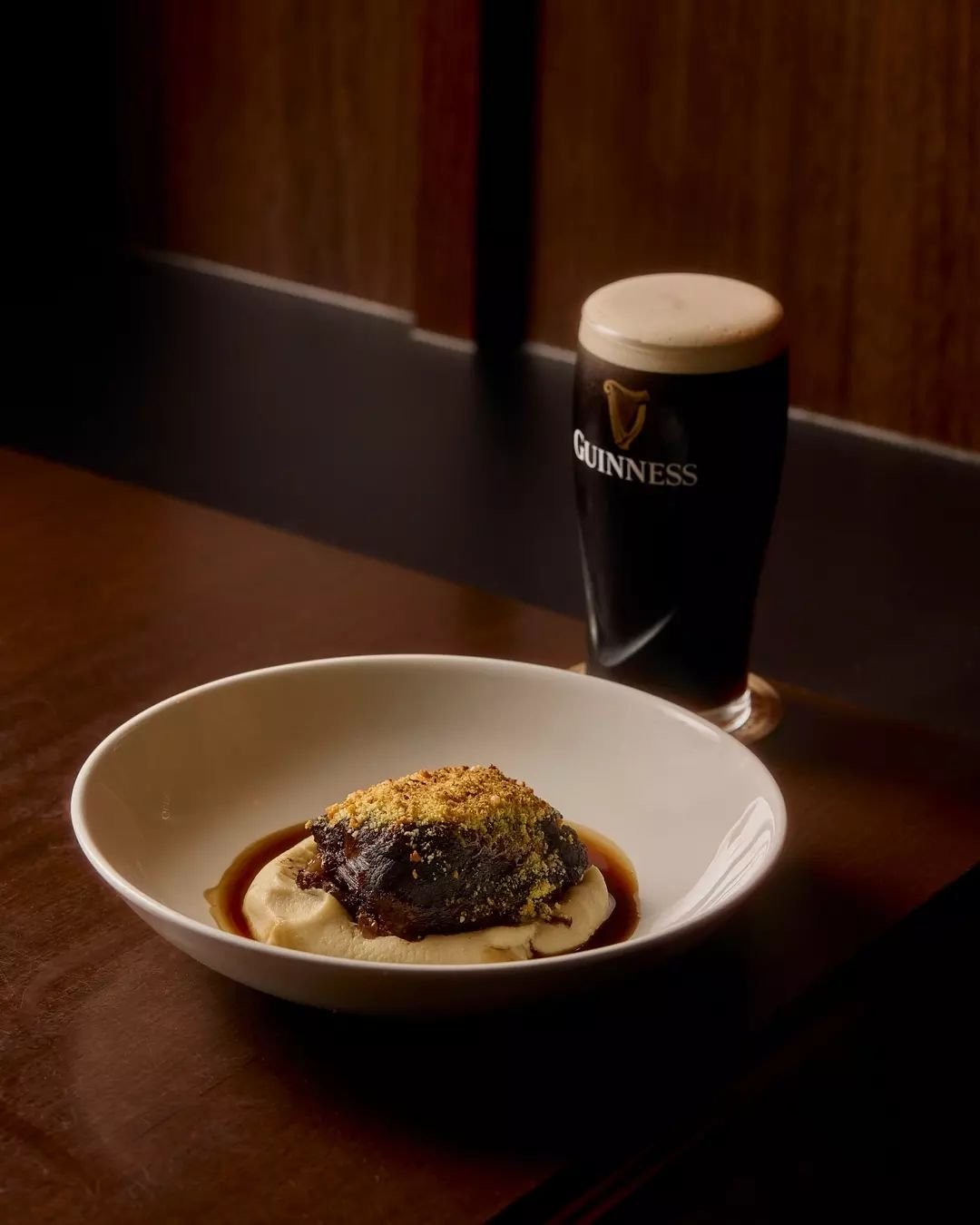 Cape Grim Beef Cheek with sherry &amp; juniper, whipped celeriac, carrot crumble. Just add a pint of Guinness and you've got dinner sorted.