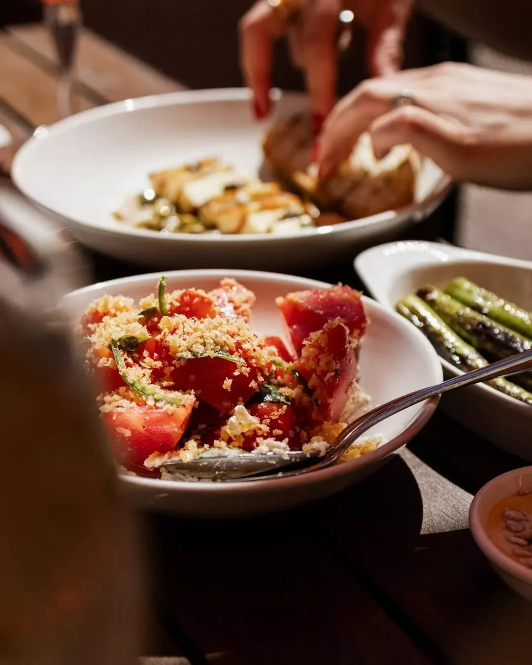 Tomato salad with whipped ricotta, a jalape&ntilde;o kick &amp; pangrattato crunch. Summer on a plate!

See our summer menu and book through the link in our bio.
