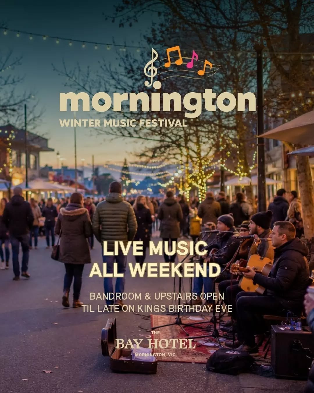 Celebrate the King's Birthday public holiday at The Bay.

We're open late Friday, Saturday and Sunday.

Live music all weekend, upstairs is open and the fire is on.

Reserve or walk-in. We'll see you for a few.