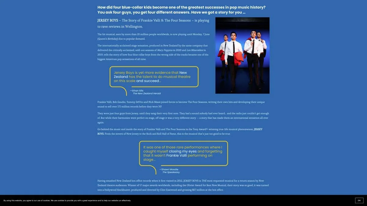 Jersey Boys (New Zealand). 2 Jersey Boys 2021 02