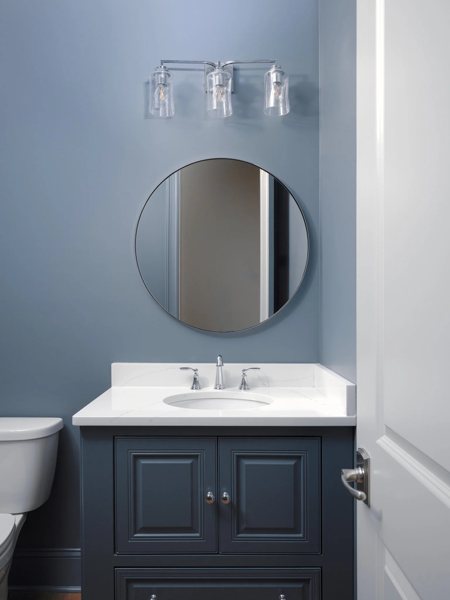 A little blue goes a long way. 

Sometimes, great design isn't about adding more color &mdash; it's about choosing the right color and carrying it throughout a home.

Rather than incorporating multiple accent colors, these homeowners chose one beauti