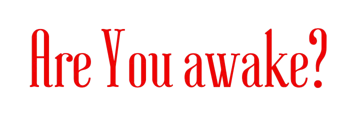 Text in red saying 'Are You awake?' on a black background.