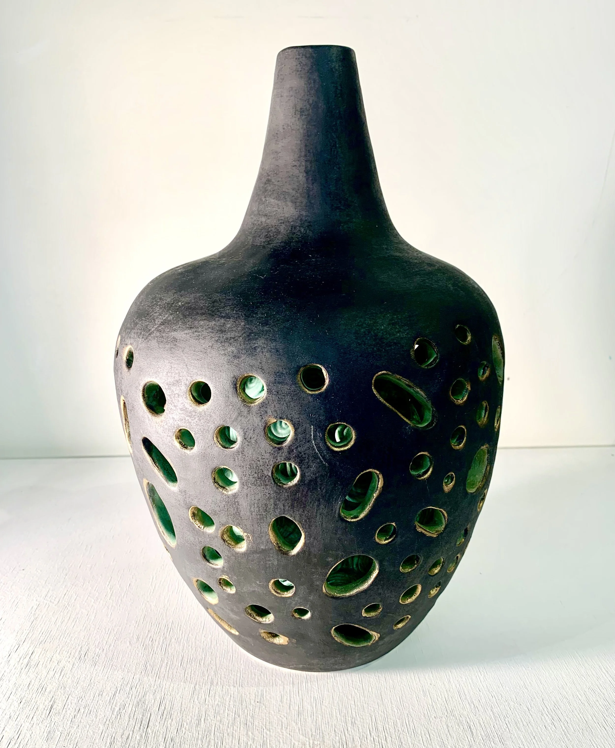 Black Double Walled Vase