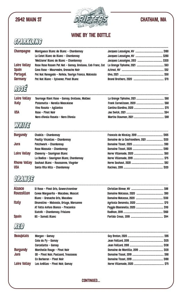 Wine — Drifters Cape Cod