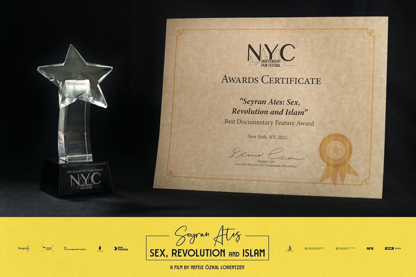 We won the Best Feature Documentary Award at New York Independent Film Festival 2022! 🥳

Seyran Ateş: Sex, Revolution and Islam (2021)
Written and directed by: @neflor 
Produced by: J&oslash;rgen Lorentzen
Cinematographer: @andershoft 
Film editor: 