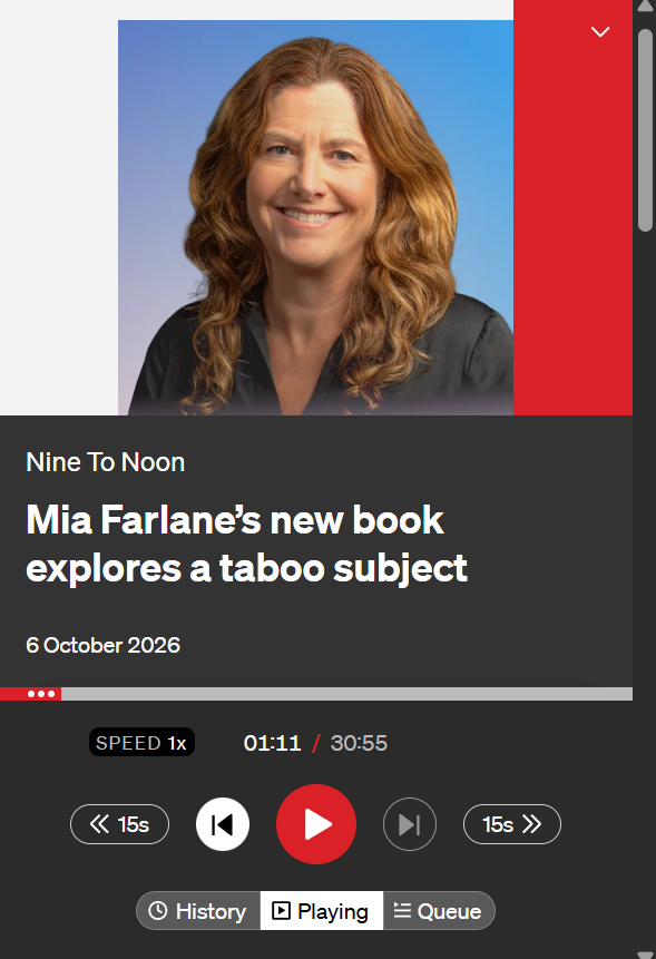 Kathryn Ryan interviews Mia Farlane on Radio New Zealand