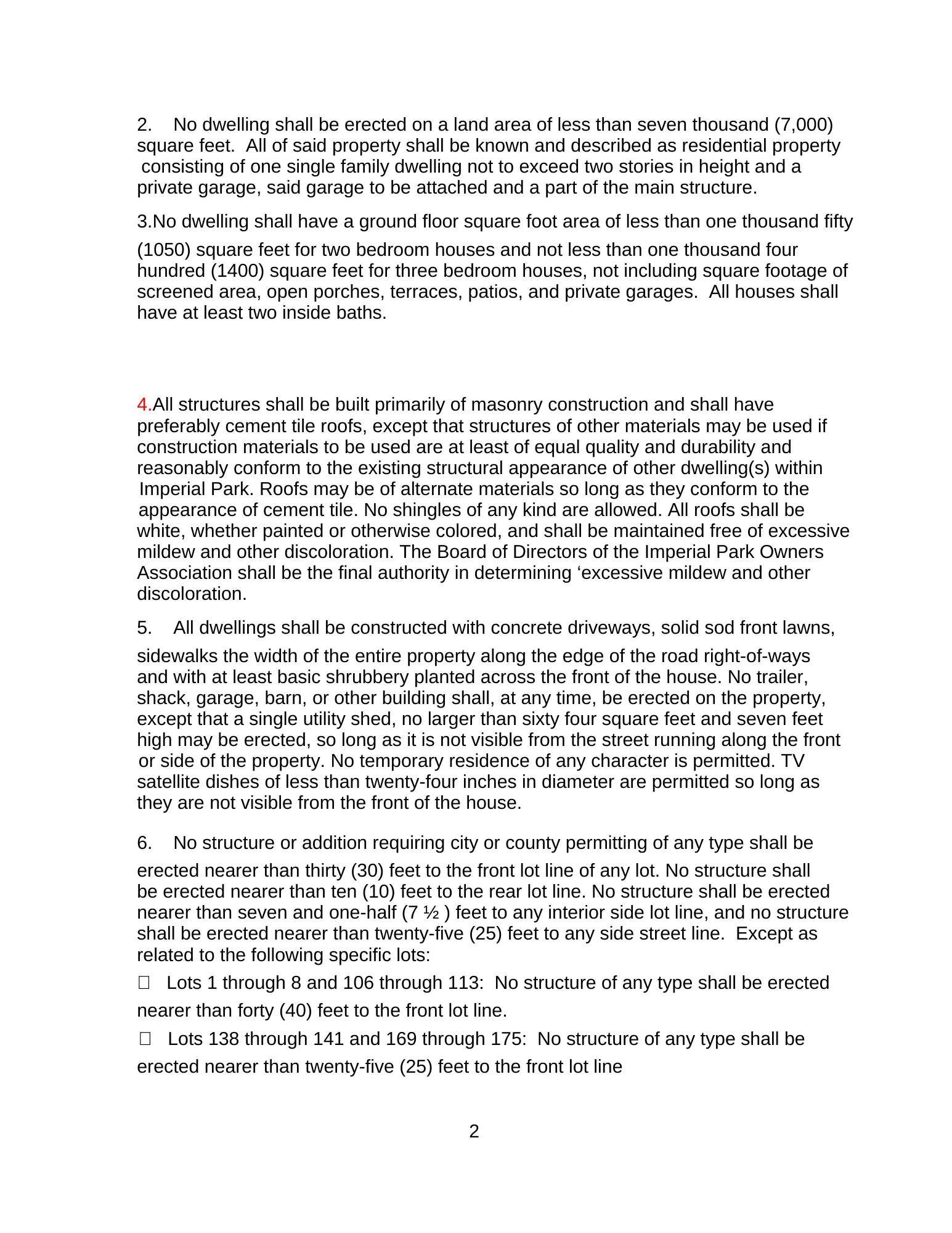 Deed Restrictions — My Imperial Park