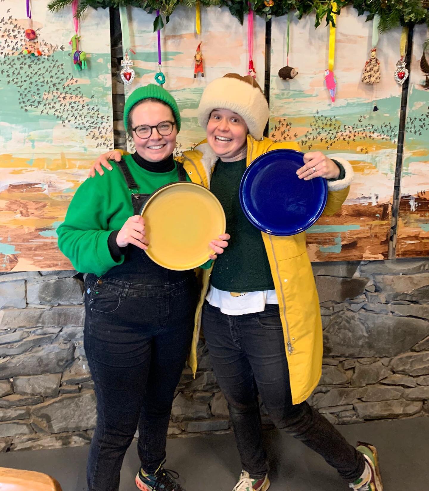 Our wonderful friend (and potter extrordinaire) @annadale_brick_works dropped off a wee early Christmas present - these two gorgeous serving platters - one with a matt yellow glaze and one with a shimmery cobalt blue glaze. We&rsquo;ll be using them 