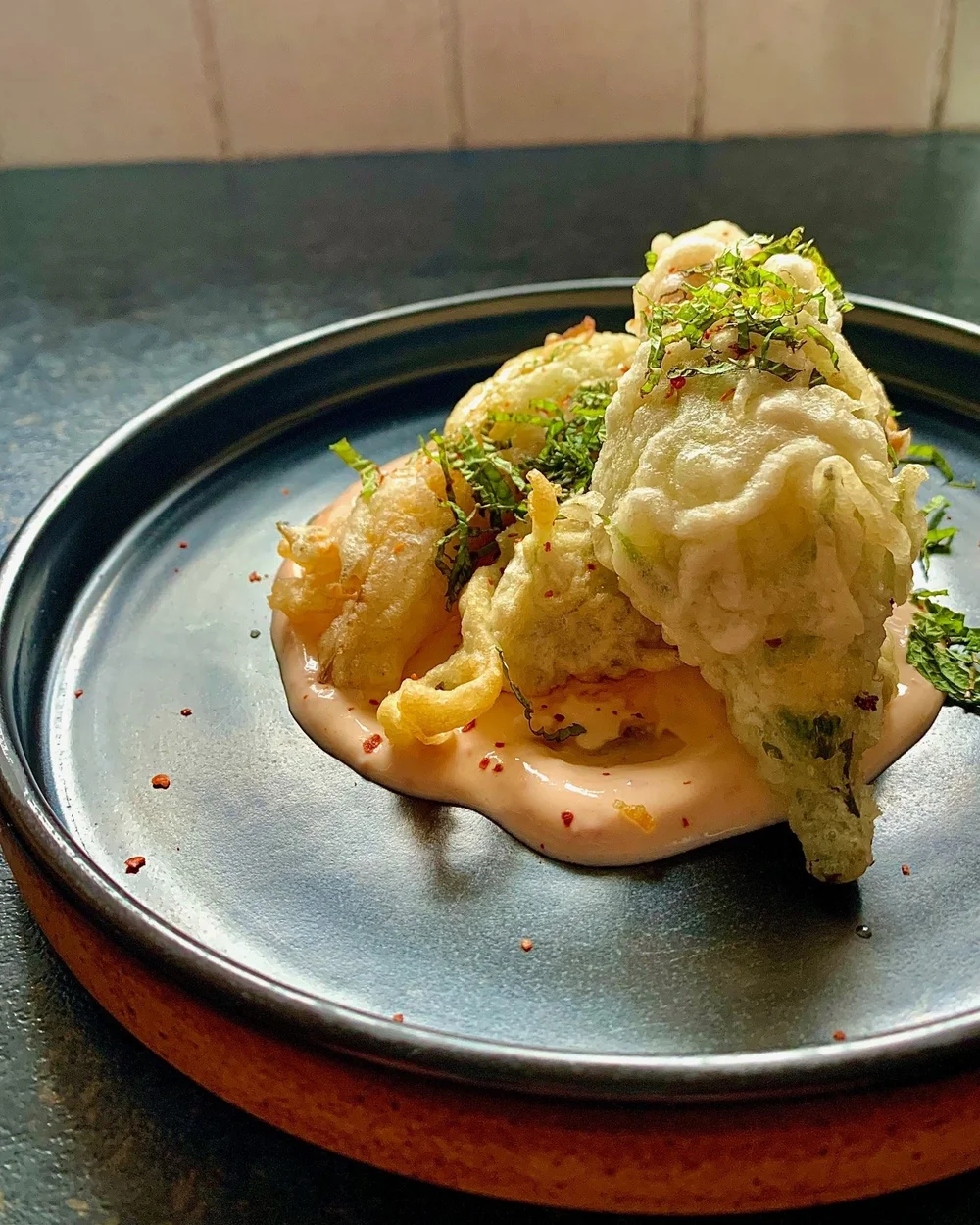 Tempura courgette flowers with halloumi and mint — The Edible Flower
