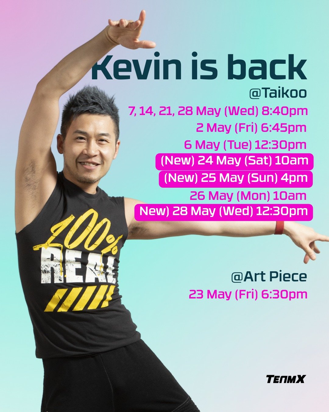 🎉 Kevin is Back &ndash; And He&rsquo;s Adding More Classes! 💃🔥

Due to popular demand, Kevin is teaching 3 more classes on top of his previous schedule! Don&rsquo;t miss your chance to dance with him before he leaves Hong Kong. These are your last
