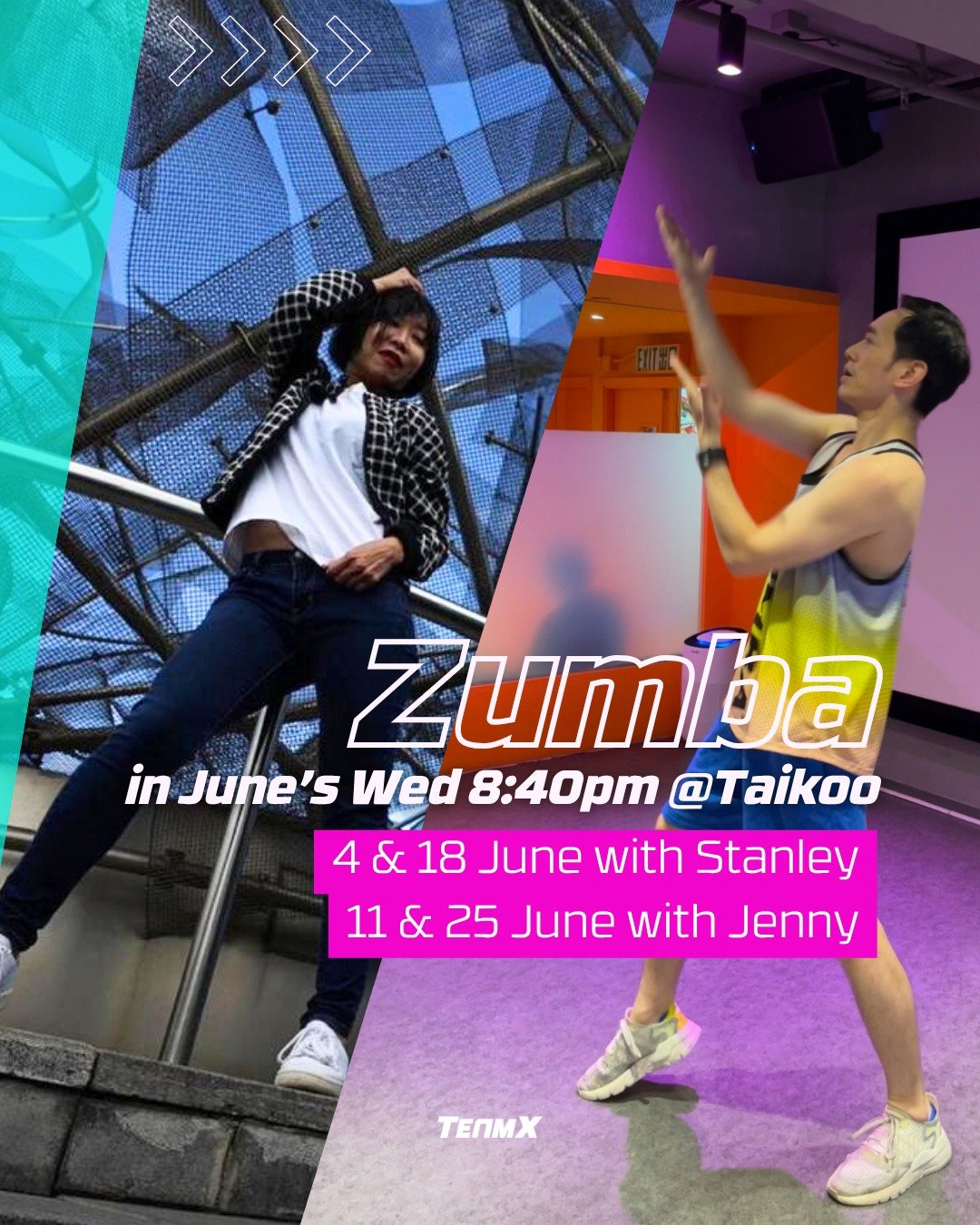 🎉 Special Guest Alert: Stanley &amp; Jenny at TeamX! 💃🔥

We&rsquo;re thrilled to welcome Stanley and Jenny as special guest instructors for our Wednesday 8:40pm Zumba classes in June at Taikoo! 🌟 Get ready to dance, sweat, and have an amazing tim