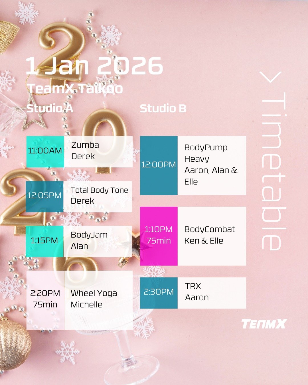 🎊 NEW YEAR, NEW GAINS! 🎊
Your Jan 1 Public Holiday Lineup is HERE!

🔥 12:00PM | TAIKOO
BODYPUMP HEAVY&trade; LAUNCH 💪
The moment you've been waiting for! Join Aaron, Alan &amp; Elle for the FIRST-EVER class of this LIMITED EDITION program. Master