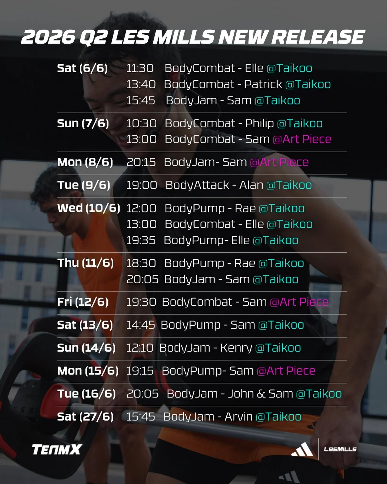 THE NEW RELEASES ARE COMING! 🥊🔥
It&rsquo;s that time of the year! The brand new 2026 Q2 Les Mills releases are officially hitting the floor at TeamX starting from Saturday, 6 June.

As always, our instructor team is ready to bring the freshest chor