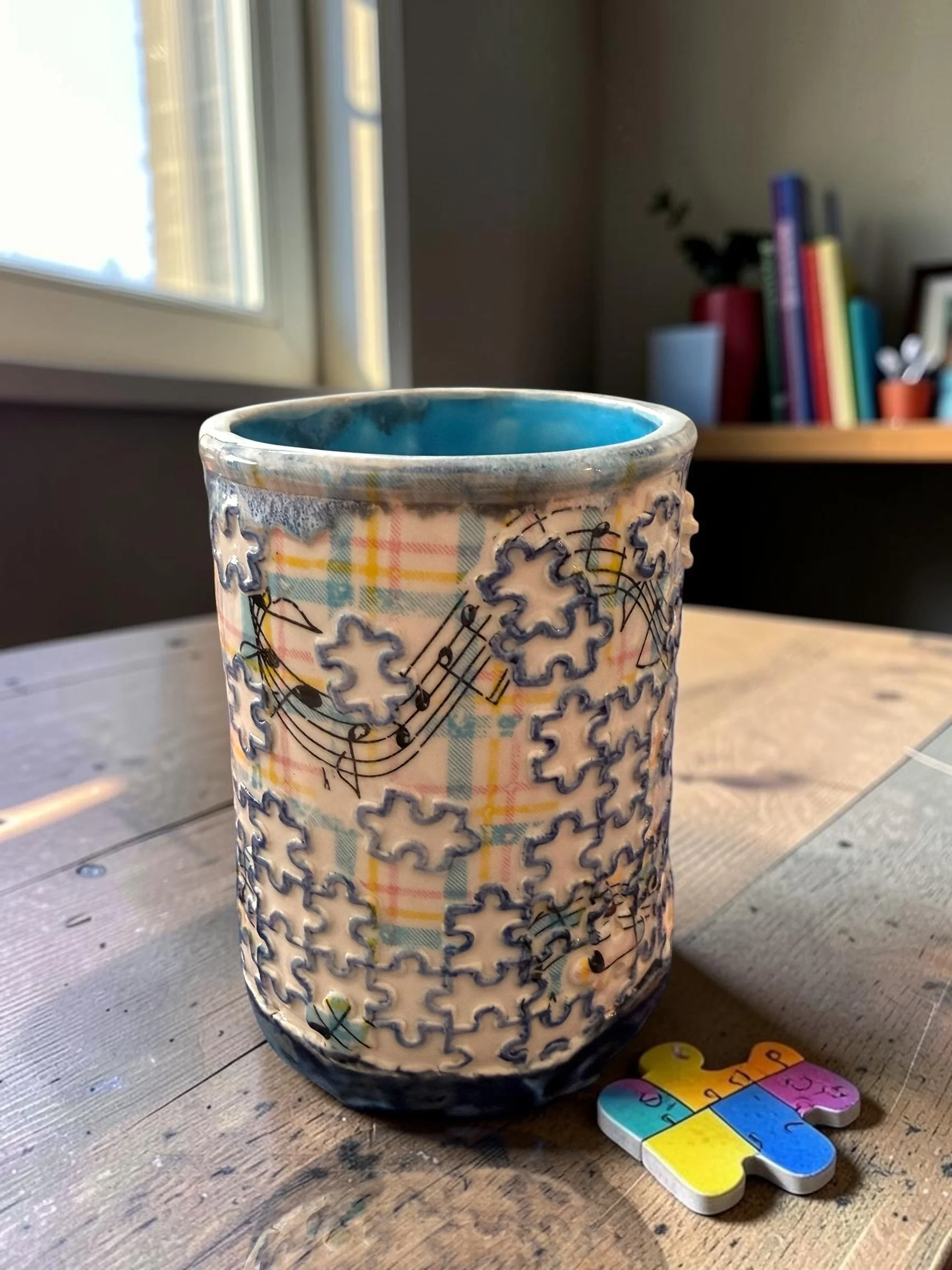 Puzzle & Musical Notes Ceramic Mug