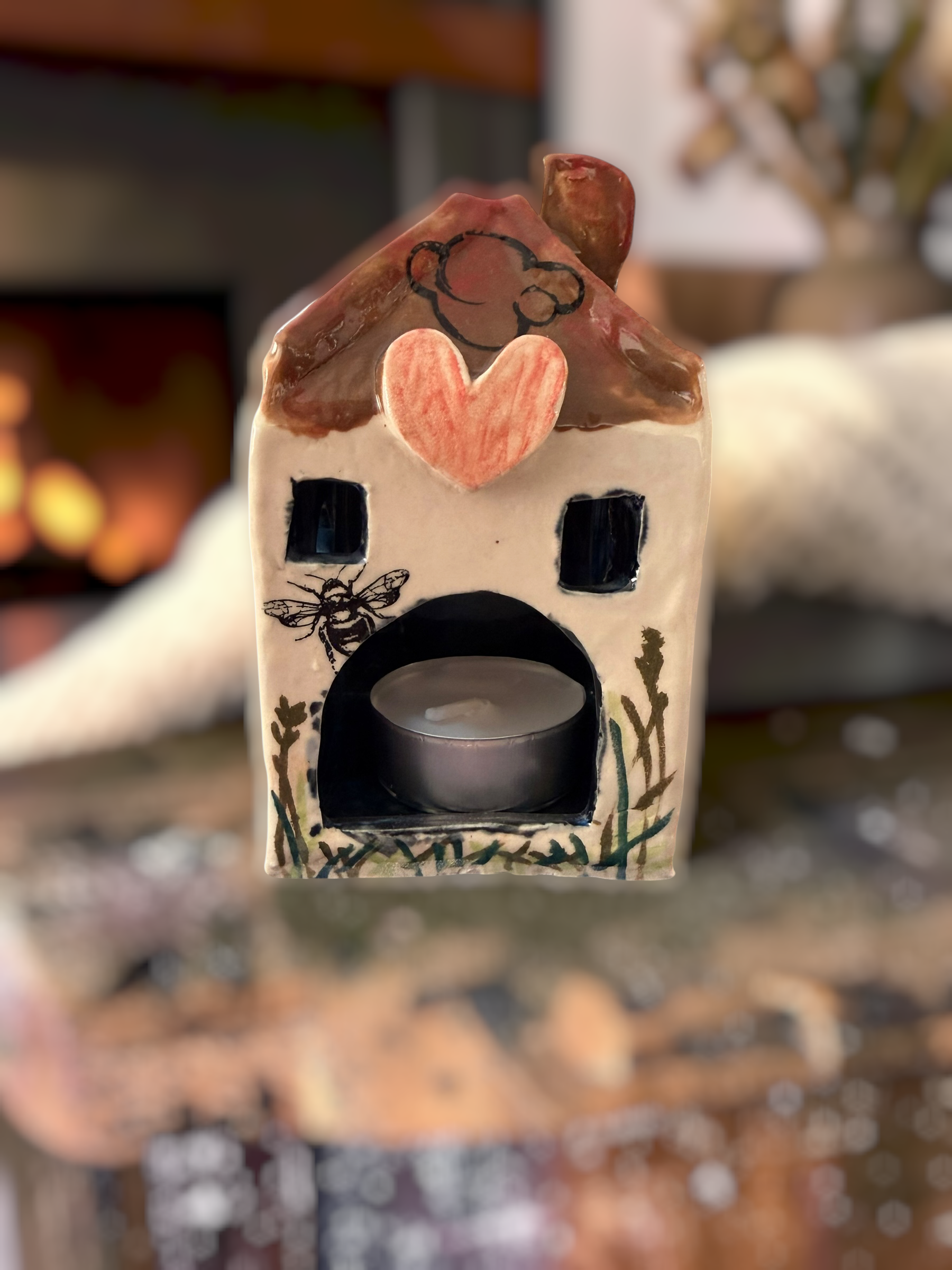 Ceramic Heart Tealight House