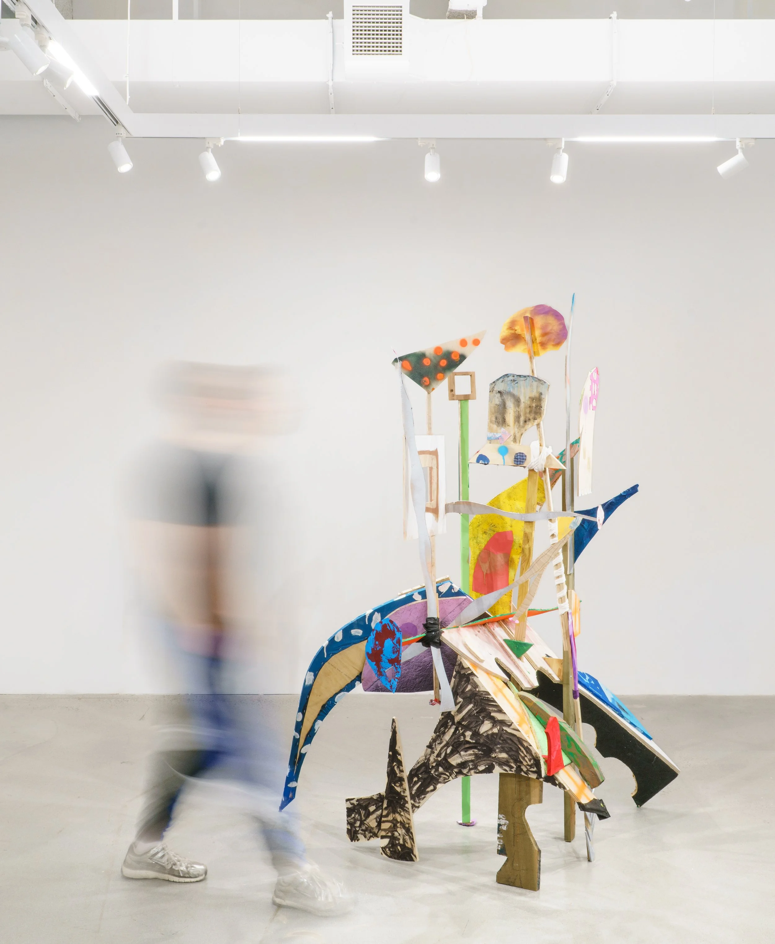 Evolution // Canopy, 2026 (81.5 x 64 x 24.5”)
MDF, plywood, poplar, construction paper, assorted fabric, notebook paper, watercolor paper, pen, pencil, oil, acrylic, oilstick, spray paint, cyanotype, seashells