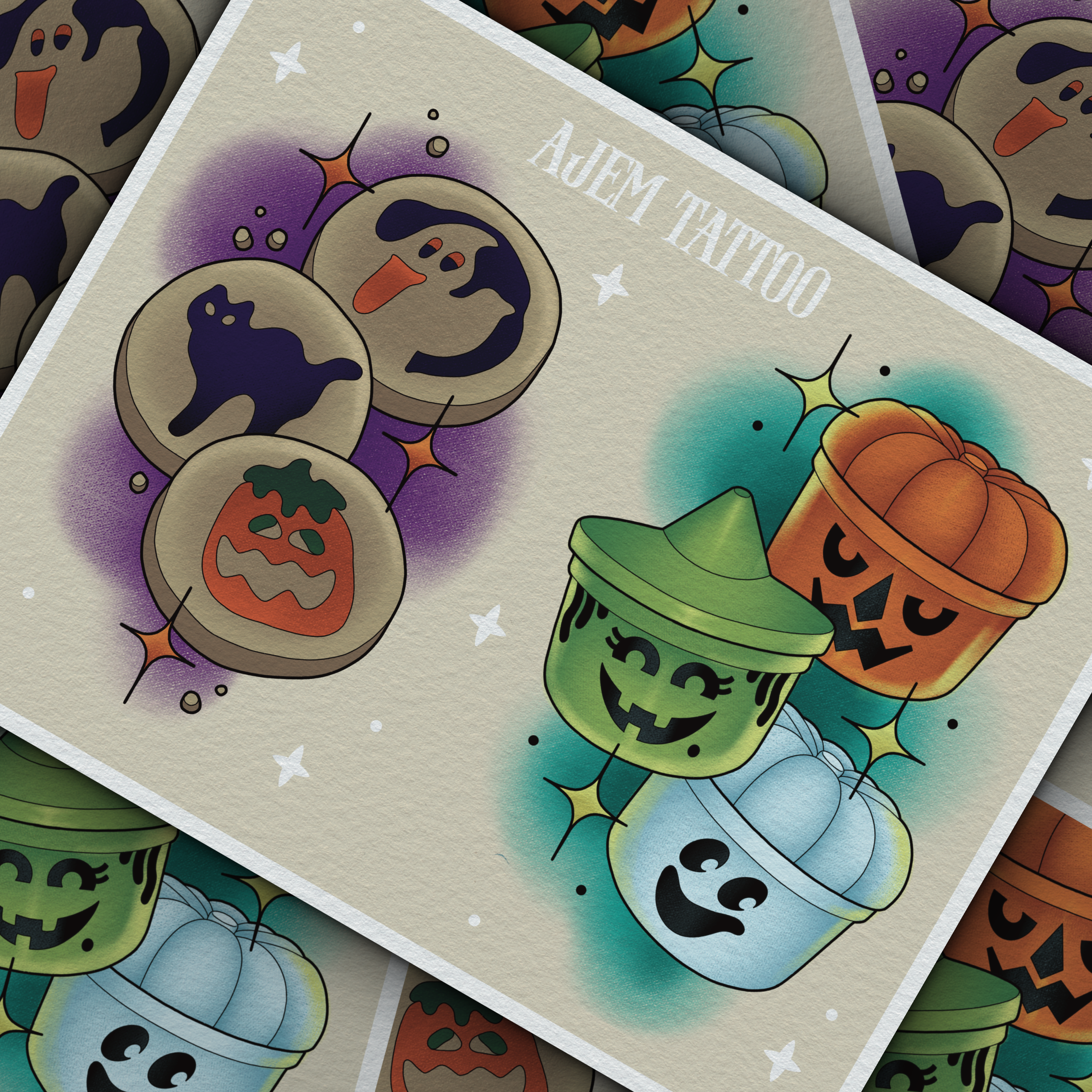 90's Halloween Pre Drawn Designs ✶ PLEASE NOTE THAT PAYING FOR THIS DOES NOT MEAN YOU PAID FOR THE ENTIRE TATTOO ✶