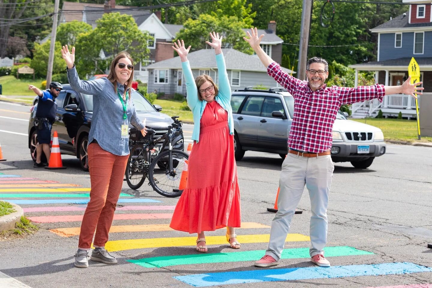 It's official: #HamdenHasPride ! Today, we prepared to kick off #PrideMonth with Hamden&quot;s first #Pride crosswalks. A huge thank you to Guidelines LLC for their generous donation of time, skill and materials to make this happen for #Hamden