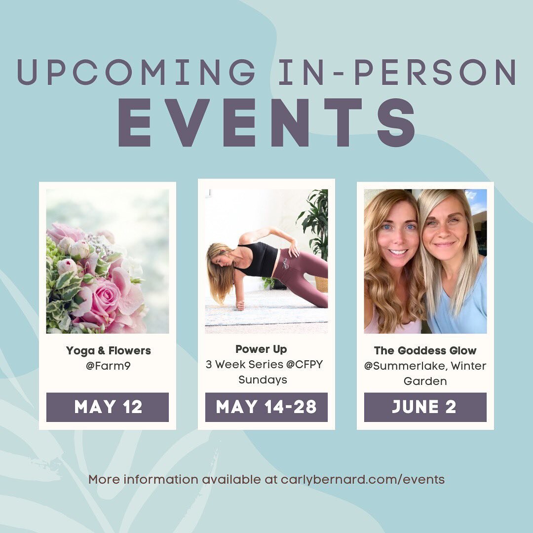 So much goodness coming up over these next few weeks. Hope to see you in person or online soon ✌🏼

Head on over to the link in my bio to learn more. 
________________________
#yogaclasses #yogaevent #florida #wintergarden #onlineyoga