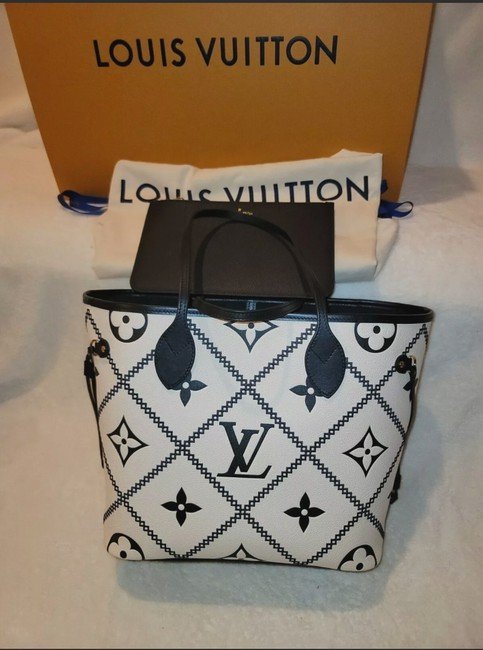 Louis Vuitton Neverfull Giant Flower Malitage Black Creme-ON HAND