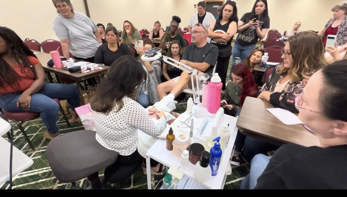 Lori Halloway teaching professional pedicure methods