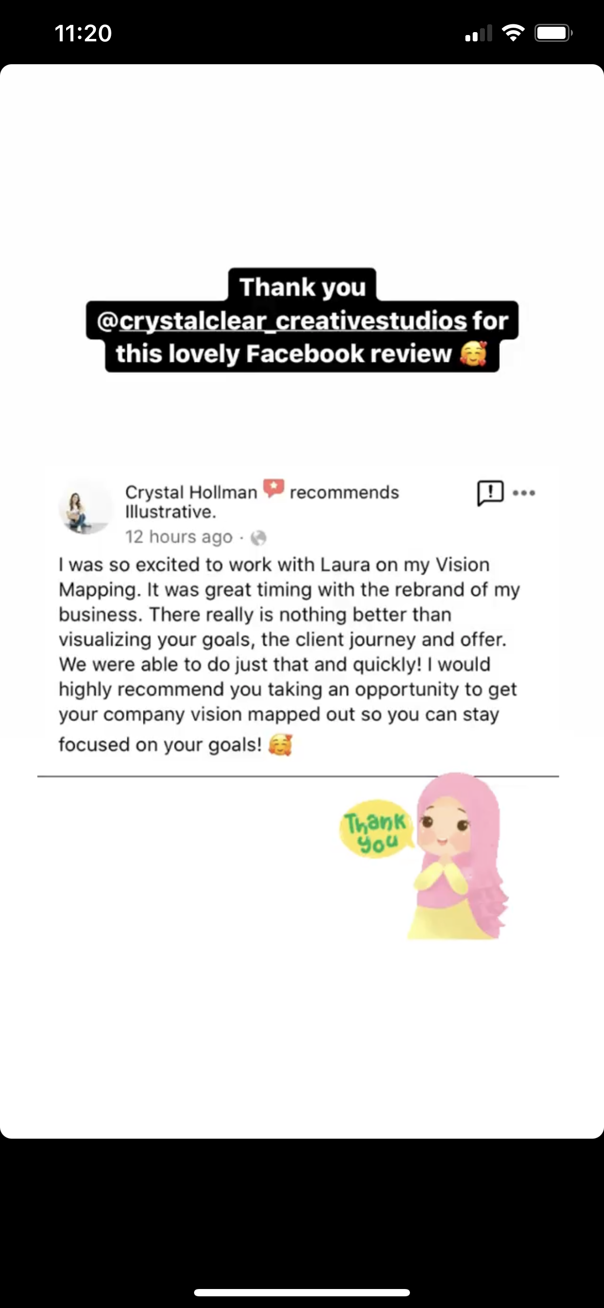 I was so excited to work with Laura on my Vision Mapping. It was great timing with the rebrand of my business. There really is nothing better than visualizing your goals, the client journey and offer. We were able to do just that and quickly!