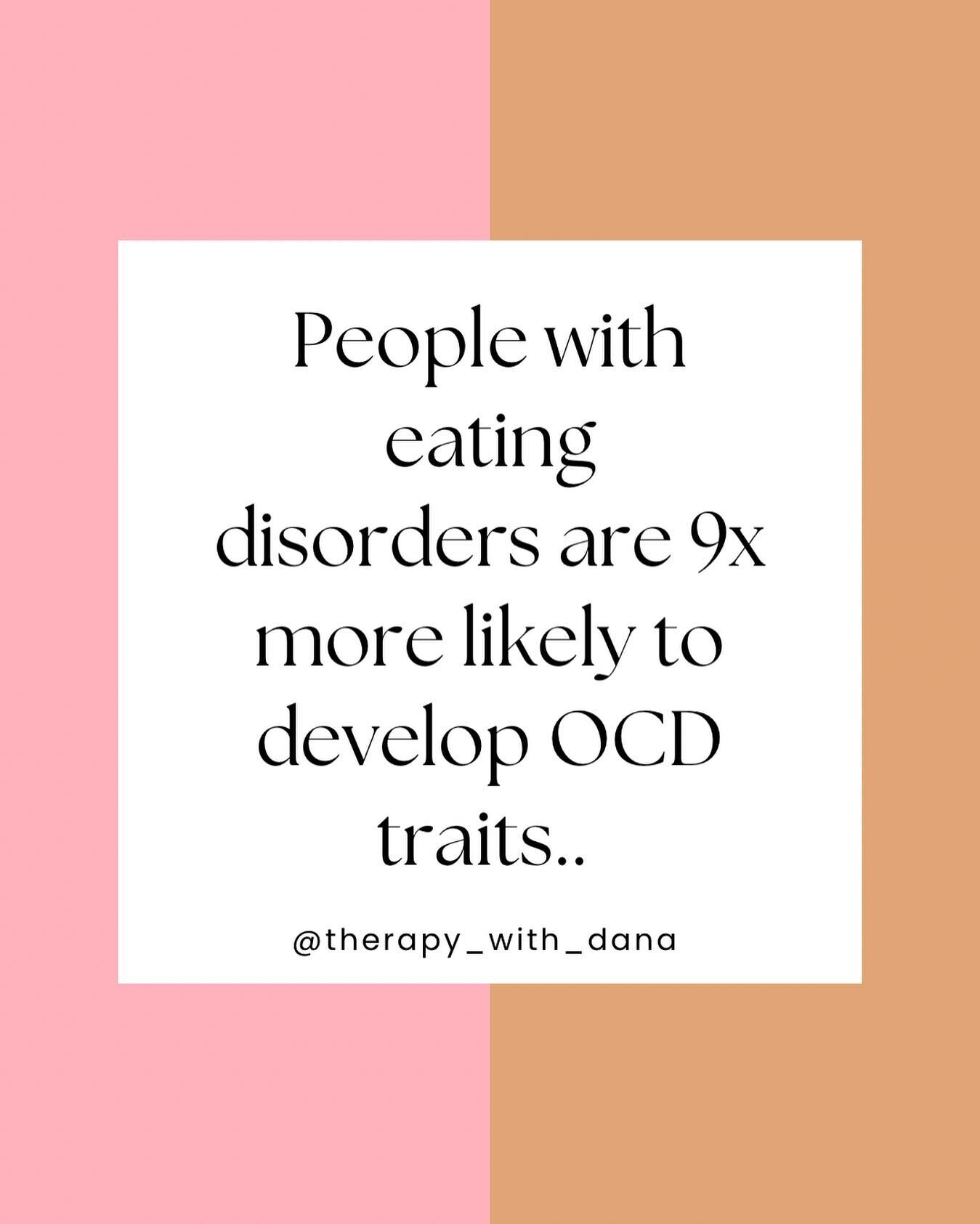 Eating disorders and OCD have a common theme; they both are used to cope with individuals emotions in a ritualistic manner. The more the person engages in the ritual, the stronger the disorders become. 

For ED's the more the person engages in utiliz