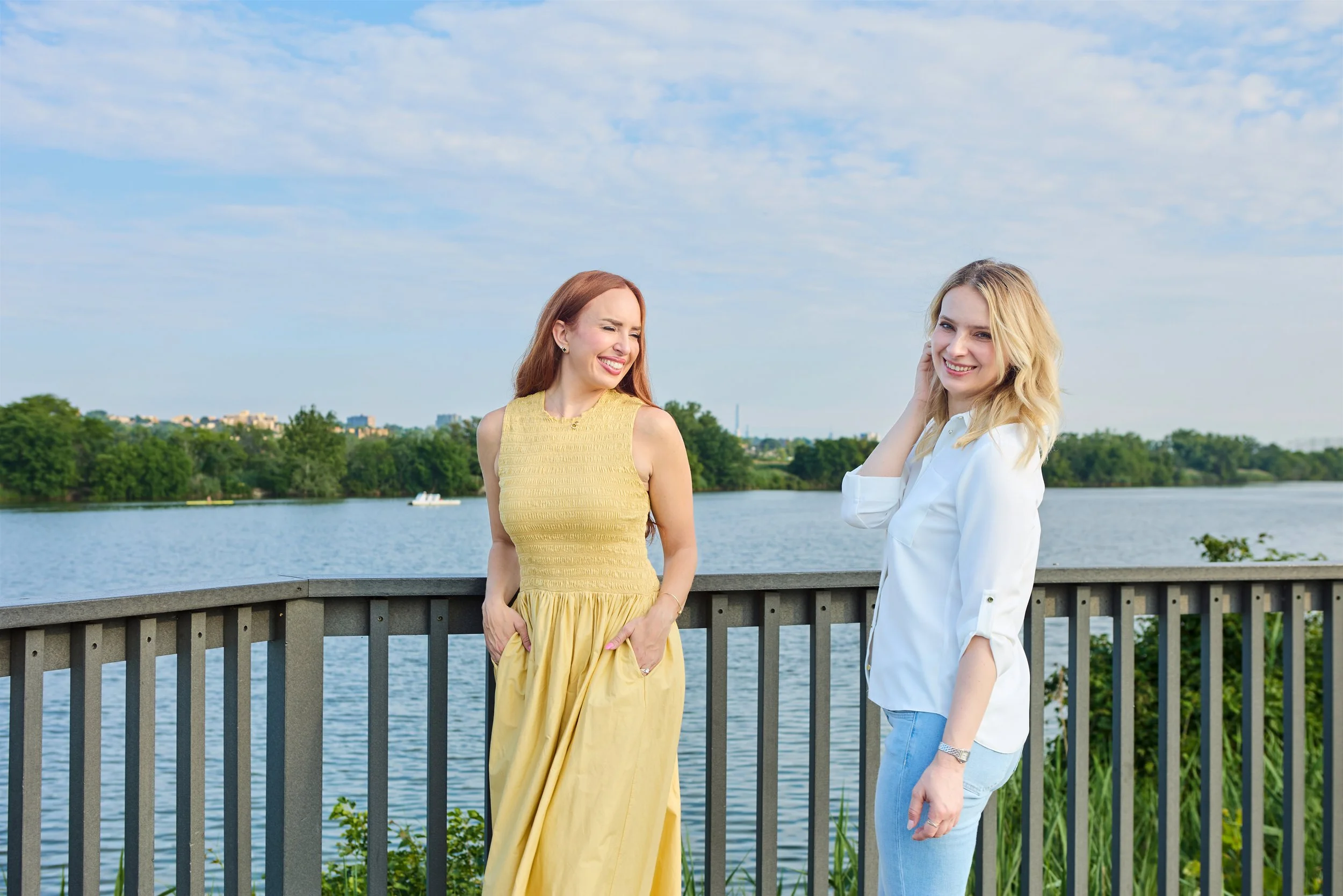 Dana Colthart and Angela Matus, OCD and anxiety therapists in Bergen County NJ, standing by the water