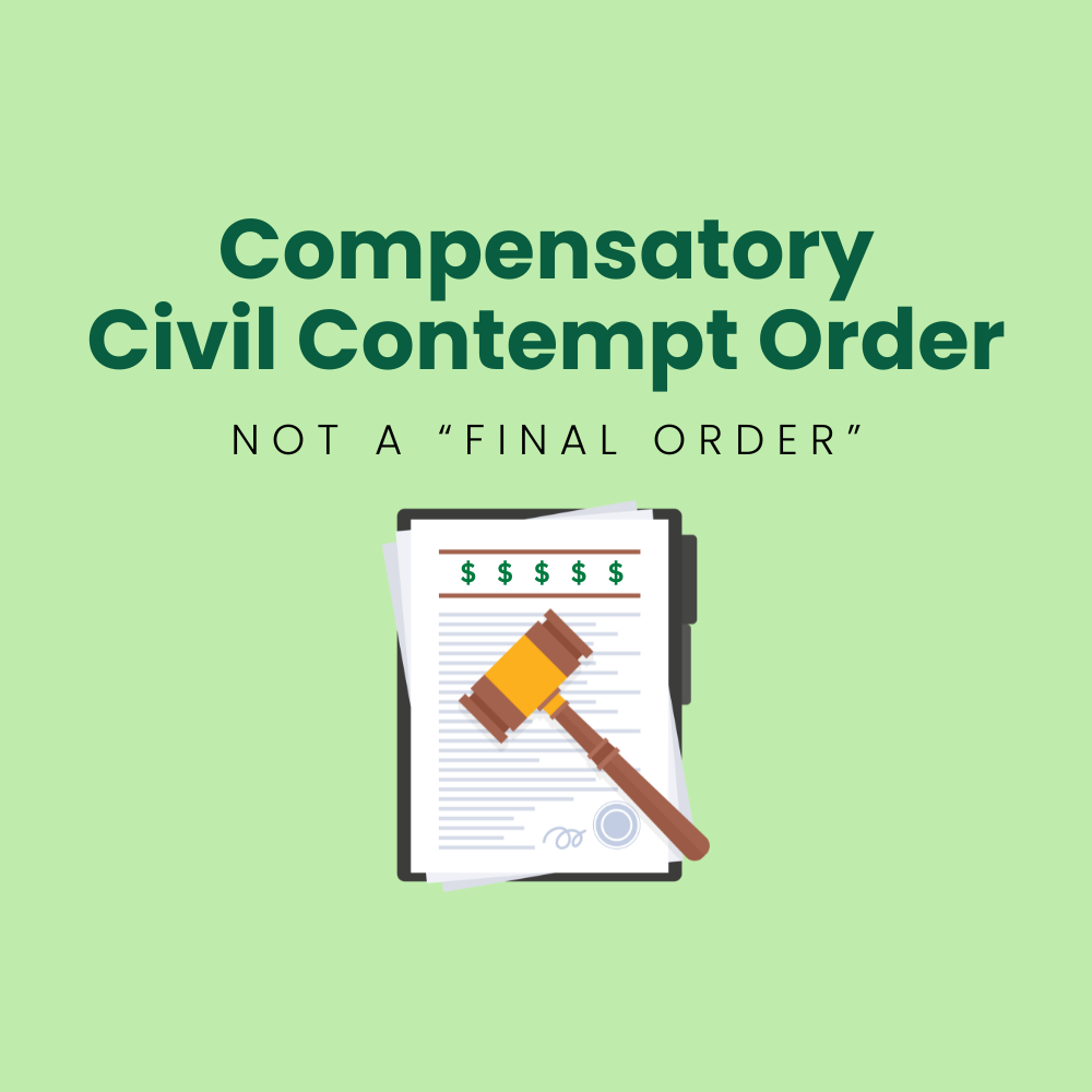 Compensatory Civil Contempt Order Is Not ‘Final Order’ Appealable Of Right