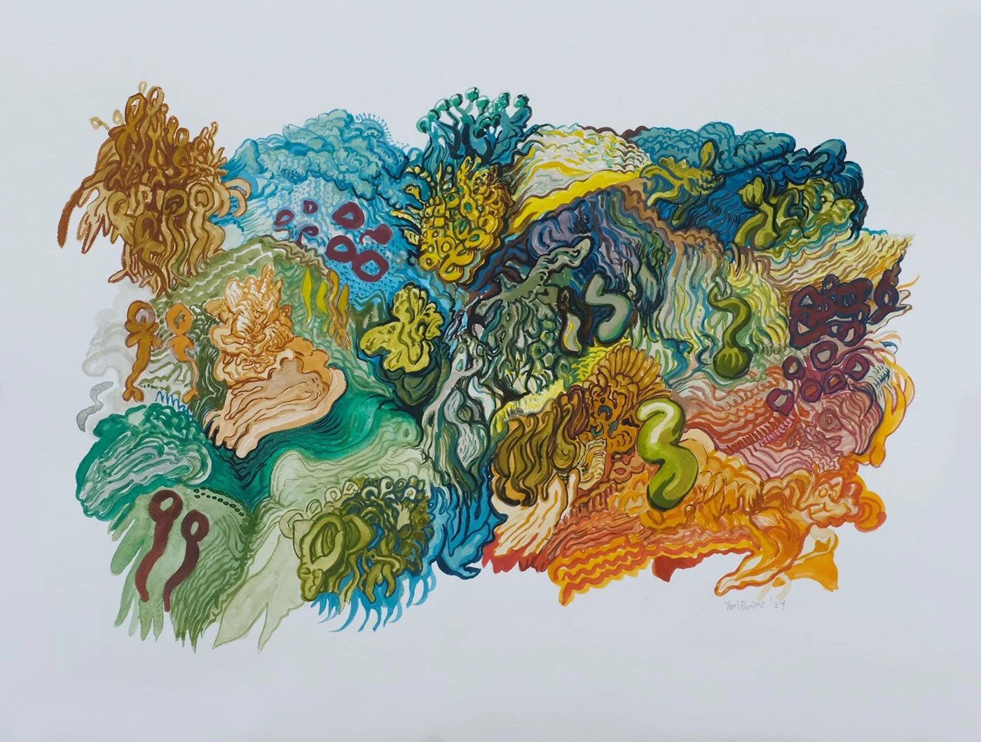 Apuntes sobre la cosecha (2024)
Acuarela sobre papel Fabriano
45.75 x 61 cm
Colección Privada