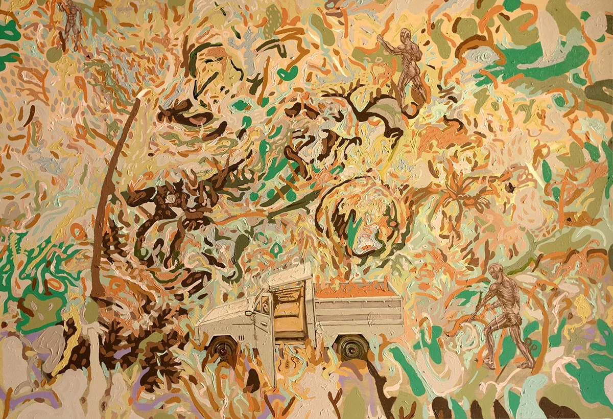 Hombres roca y su cosecha (2024)
Acrílica sobre lienzo de algodón
152 x 221 cm
US 4,800