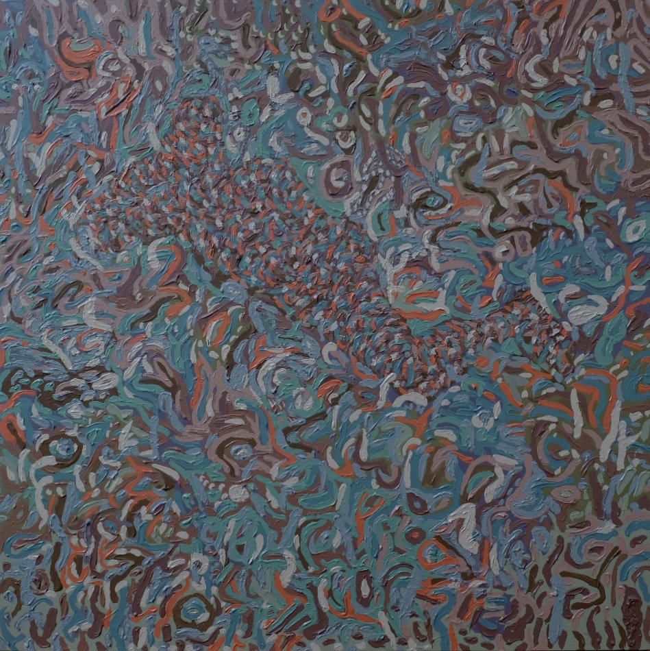 "Un hombre que decidió no ser un personaje" 2025
Colección Privada
55" x 55"
Acrílica sobre lienzo