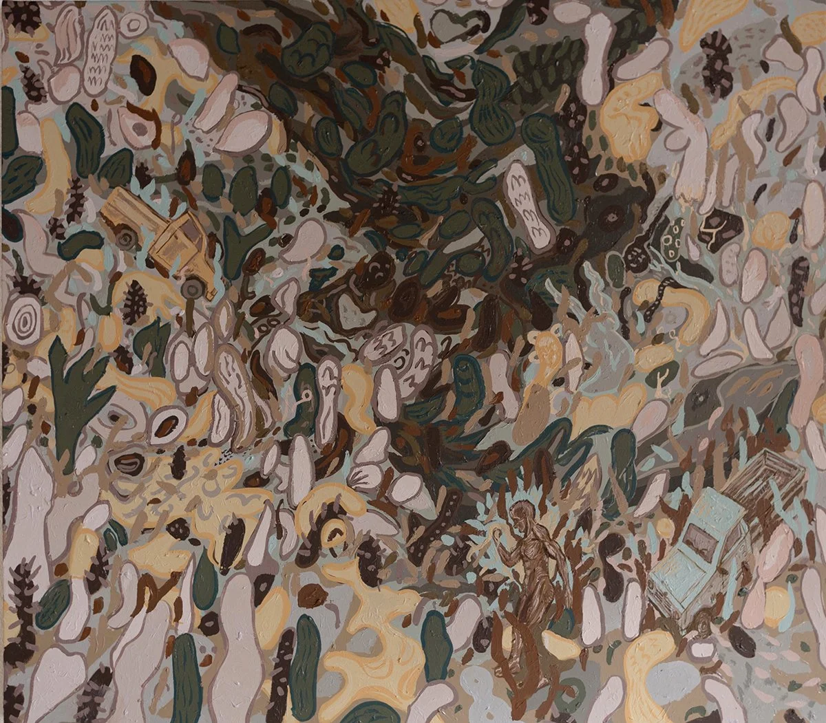 Hombres con sus rocas (2024)
Acrílica sobre lienzo de algodón
134.60 x 152.40 cm
US 3,200