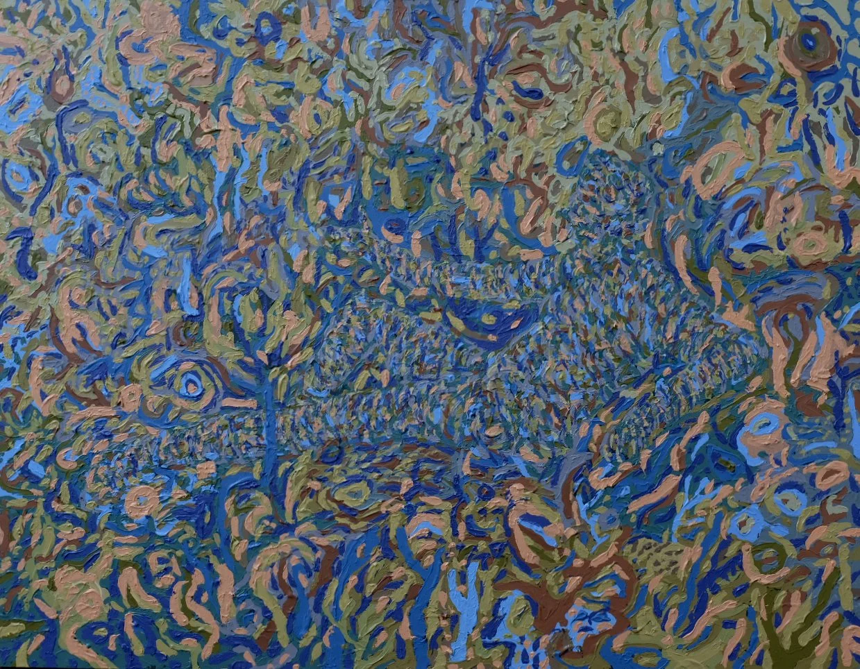 "Uno de los hombres en el desayuno" 2025
Colección Privada
55" x 45"
Acrílica sobre lienzo