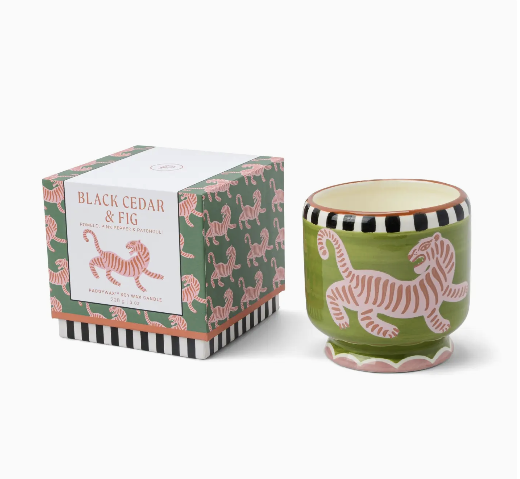 Paddywax A Dopo Tiger Ceramic Candle - Black Cedar & Fig