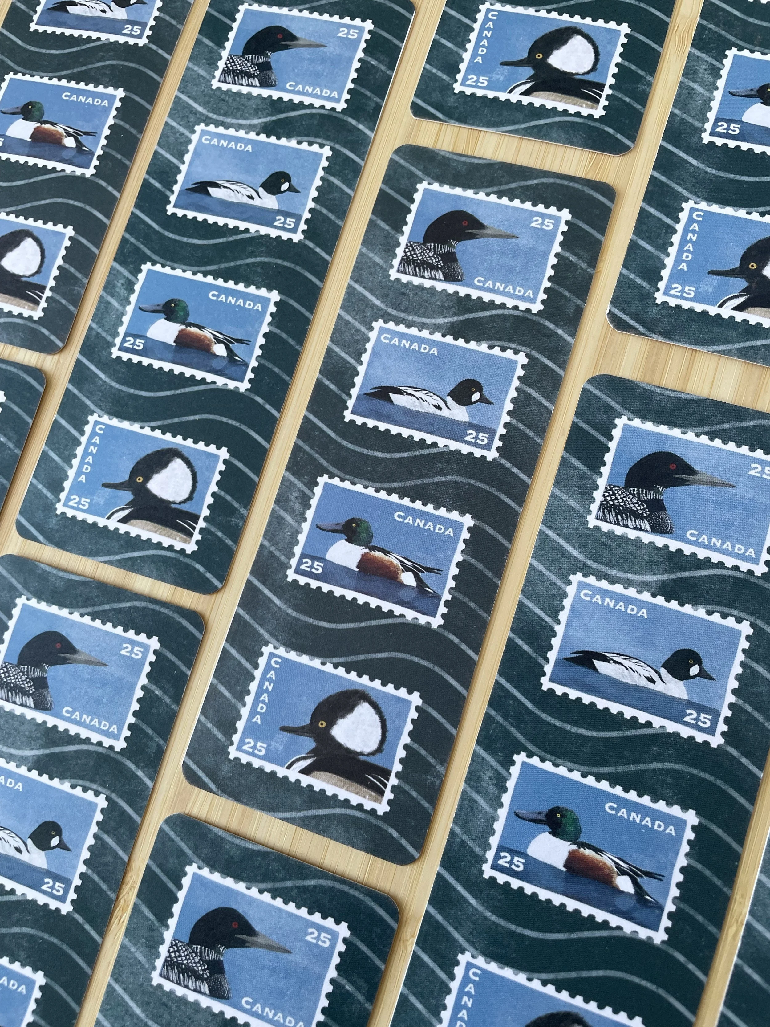 A collection of bookmarks featuring duck stamps.