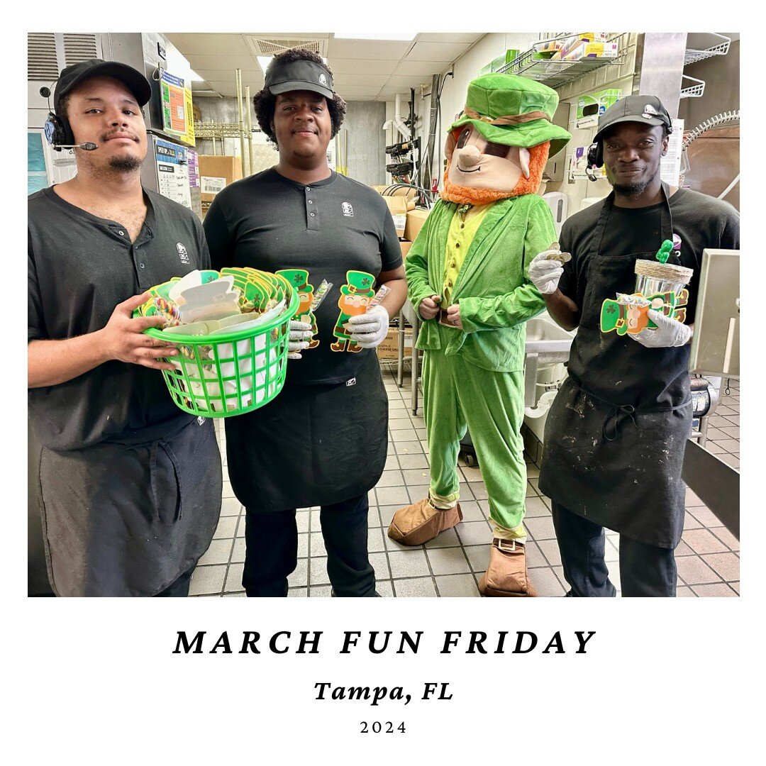 Area Coach, Phil as our leading leprechaun, this Fun Friday!
#tacobell #culture #SaintPatricksDay