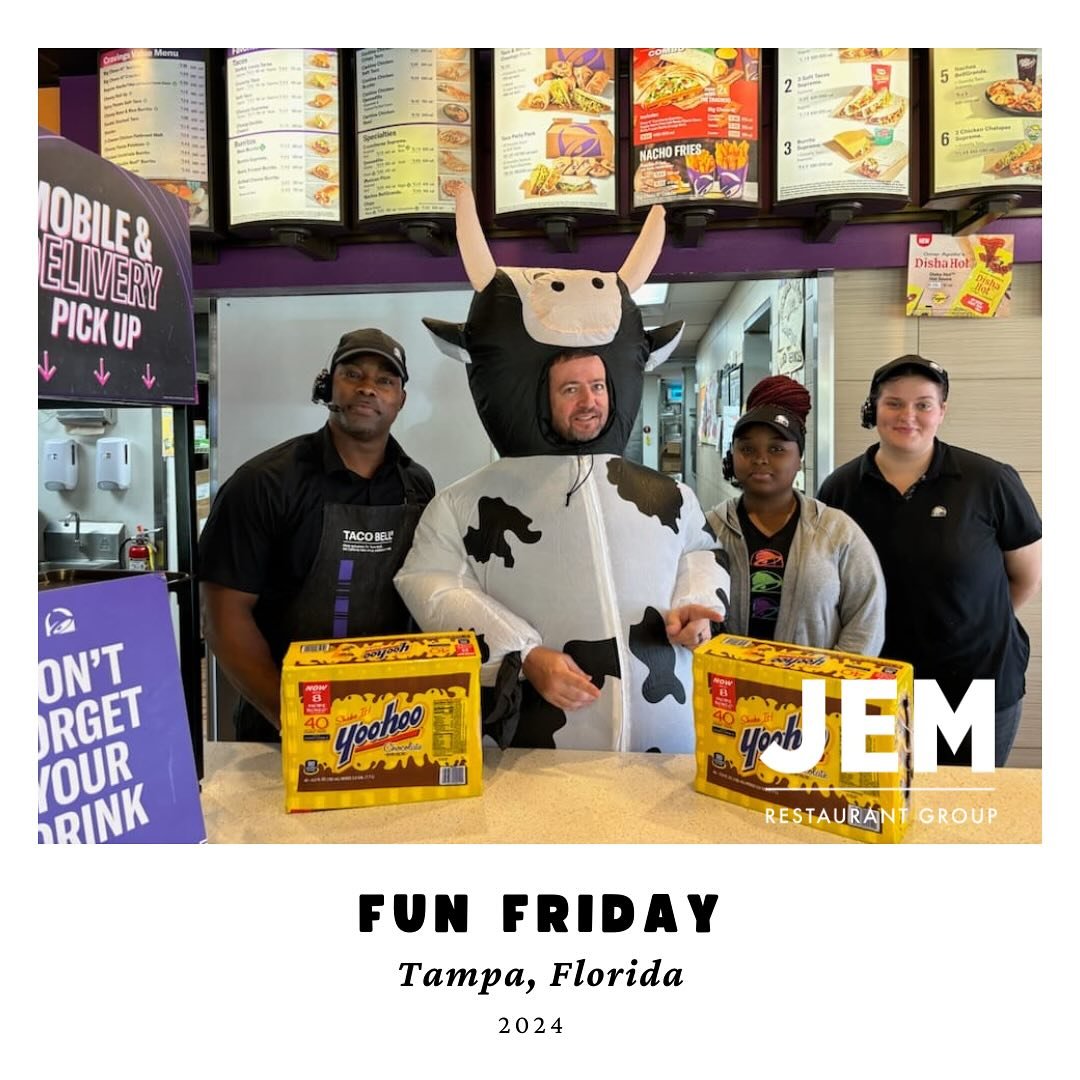 We are choc-fil of appreciation for our employees! Another successful  Fun Friday in the books! #JEMPRIDE #WINTOGETHER #tacobell #pizzahut