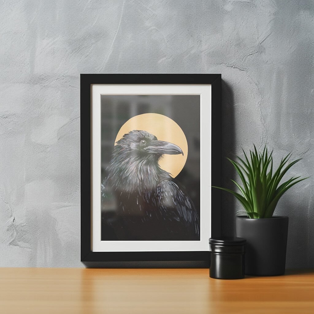 Mystic Raven&rsquo;s Moonlit Sonata
Immerse yourself in the haunting beauty of this mesmerizing acrylic painting! The Mystic Raven dances gracefully under the moonlight, its glossy black feathers contrasting with the radiant golden circle. Serenity a