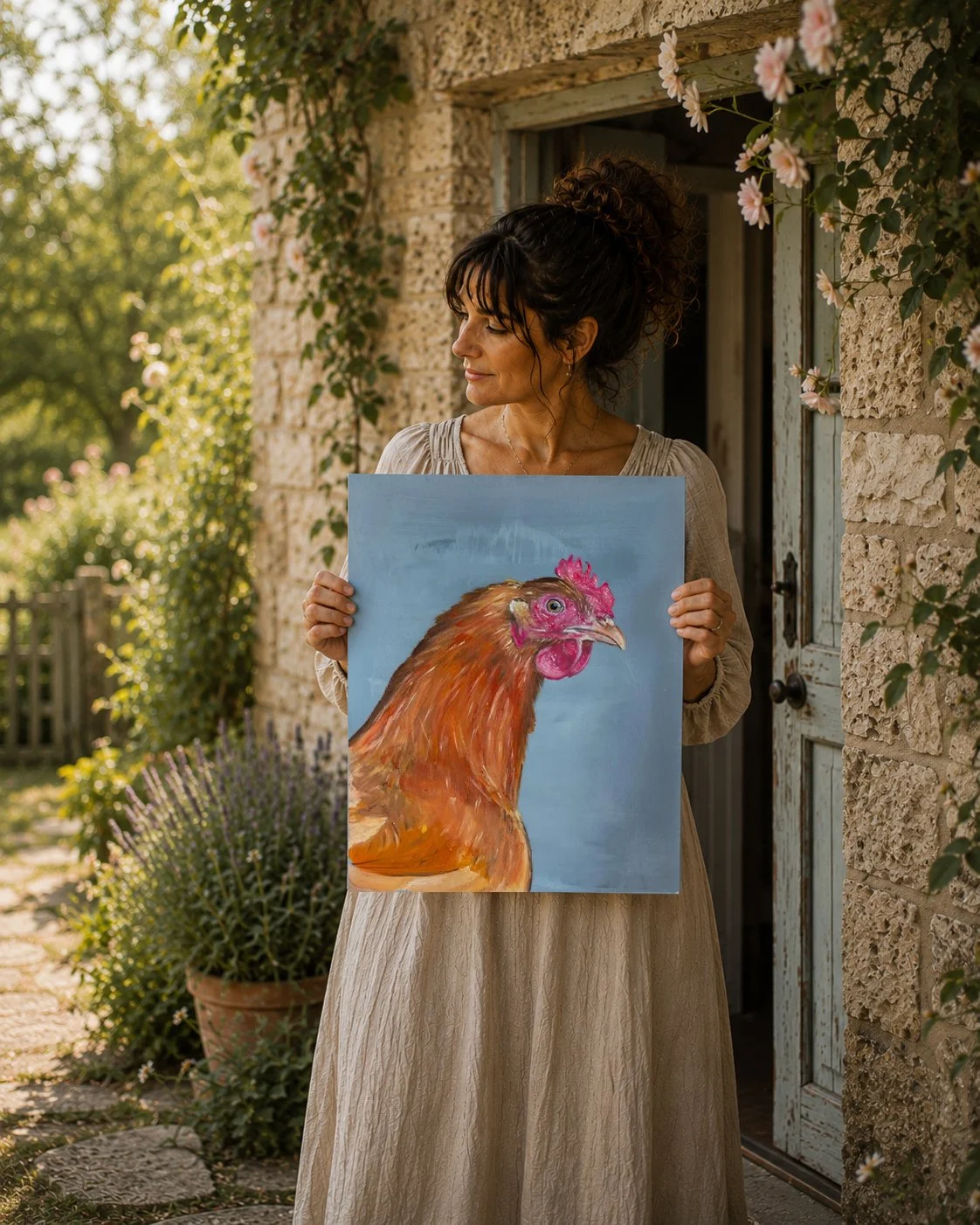 Original oil painting - Hen